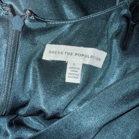 Dress the Population Krista Elegant Tie-Waist Gown Emerald Green Size Large - Picture 8 of 13